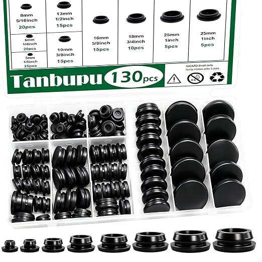 130PCS 8 Sizes Black Rubber Plugs by Tanbupu