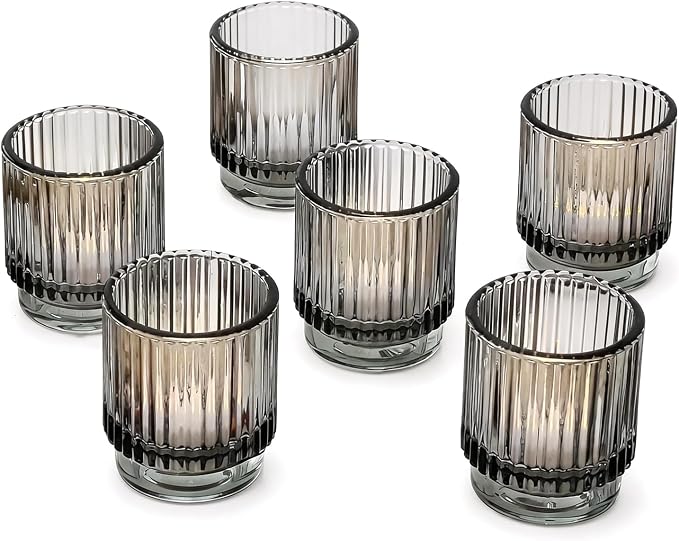 Kate Aspen Ribbed Glass Candle Holder Set by KateAspen