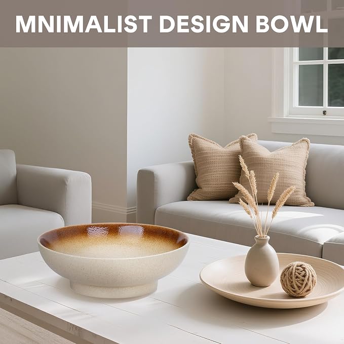 10" Decorative Bowl, Ceramic Fruit Bowl - Image 2