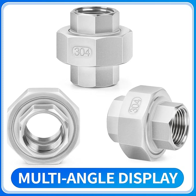 ChillWaves 304 Stainless Steel Cast Pipe Fitting, Union，1" NPT Female Thread - Image 3