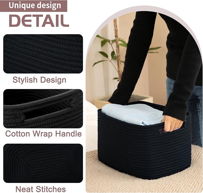 OIAHOMY 4 Pack Storage Baskets for Organizing 15L Cube Storage Bins Black | - Image 2