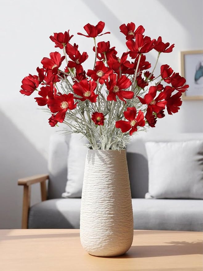 6PCS Cosmos Silk Flowers 24'' Red Daisy Flowers Artificial Fake Wild Flowers - Image 2