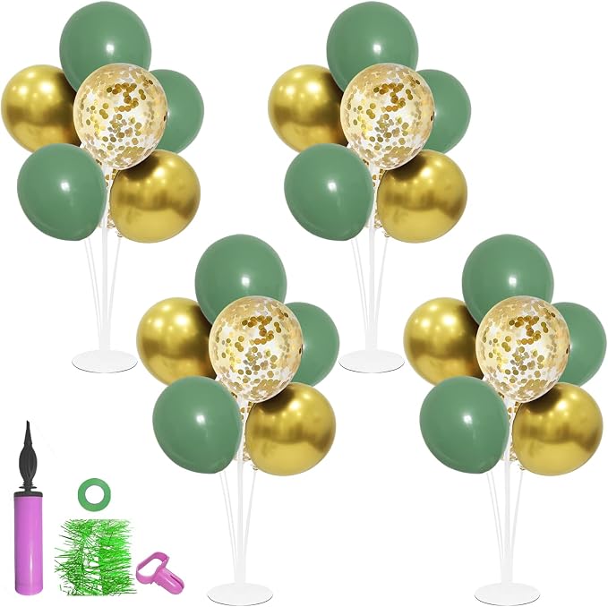 ZJDHPTY 4Set Green and Gold Balloon Stand Table Centerpieces Party Decor | - Image 9