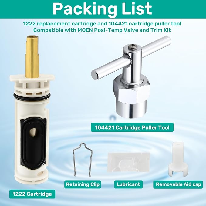 1222 Replacement Cartridge Kit for Moen One Handle Posi Temp Faucet, Compatible - Image 6