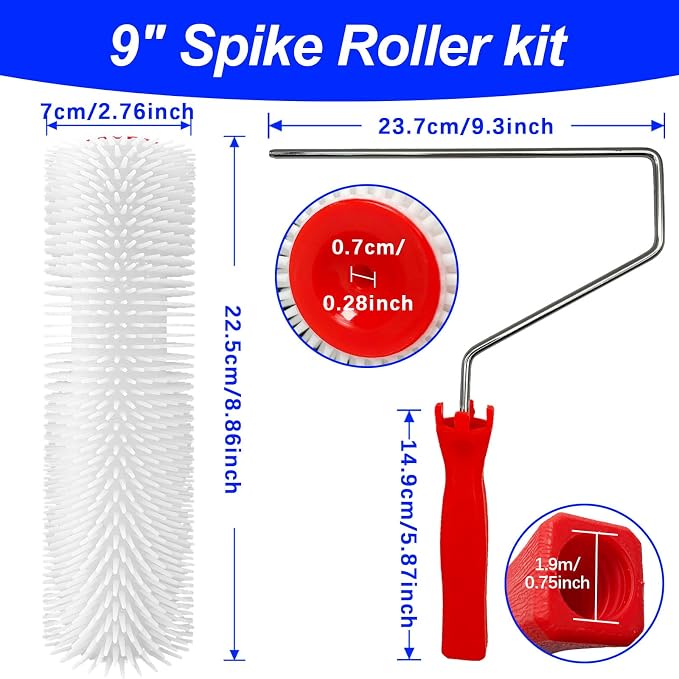 9 Inch Self Leveling Spiked Roller 2 Pack w/Frame - Image 2