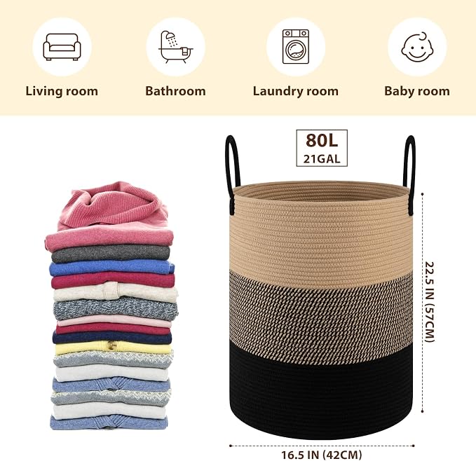 OIAHOMY 80L Nursery Hamper Laundry Basket Laundry Hamper Yellow/Black | - Image 2