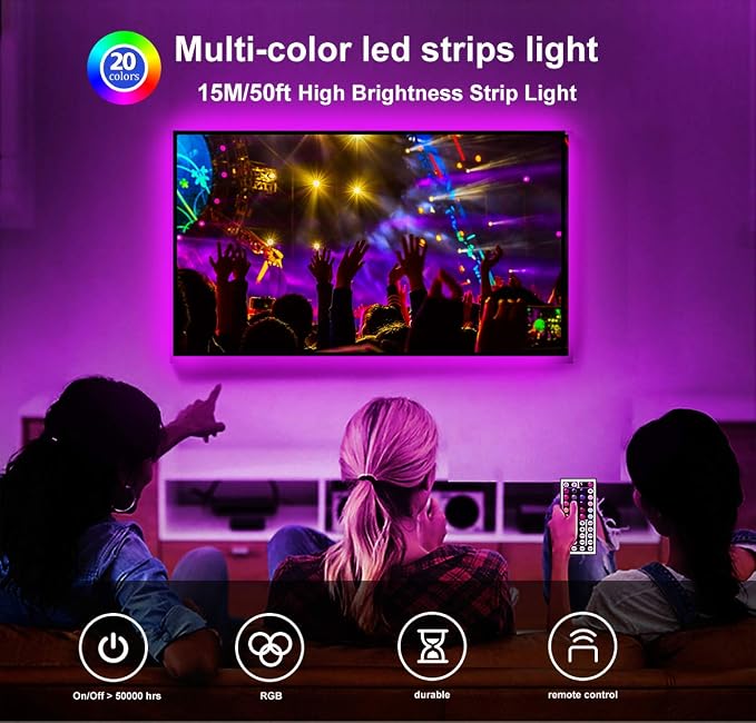 DAYBETTER Led Strip Lights 50ft, Color Changing Led Light Strip - Image 2