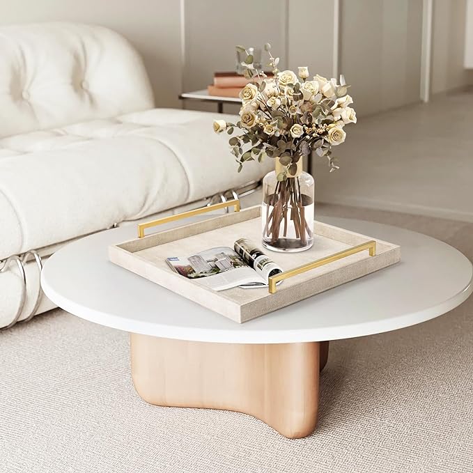 Large Ottoman Tray for Coffee Table, Square Shagreen Leather Decorative Tray - Image 5