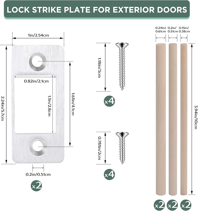 2 Pk Upgrade Large Hole Deadbolt Restorer Strike Plates, Stainless Steel Round - Image 2