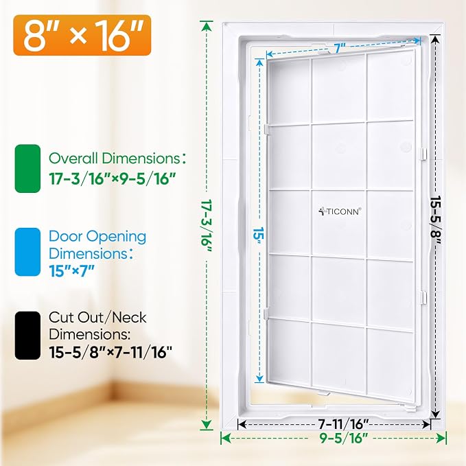 TICONN Access Panel for Drywall, 8 x 16 Inch ABS Plastic Wall Hole Cover Access - Image 2