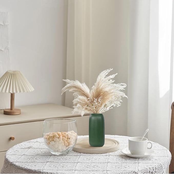 Ceramic Vase for Flowers – Modern Small Ribbed Textured Flower Vase for Home - Image 6