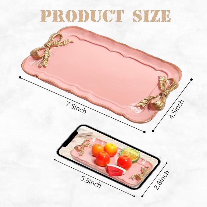 Warmtree Bow Jewelry Tray, Coquette Trinket Dish, Vanity Decor | Decorative Tray - Image 2