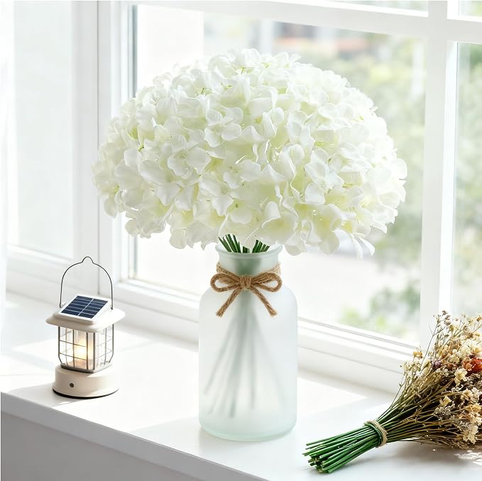 120Pcs White Hydrangea Artificial Flowers Bulk，Realistic Silk Fake Flowers - Image 3