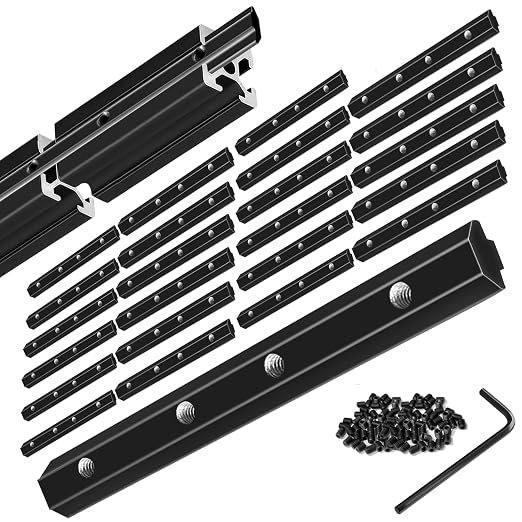 24pcs 2020 Straight Connector Corner Bracket Joint Plate Black | 2020 Hardware by SeekLiny