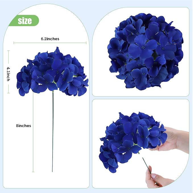 AVIVIHO 65pcs Fake Flowers Royal Blue Hydrangea Artificial Flowers Bulk Silk - Image 4