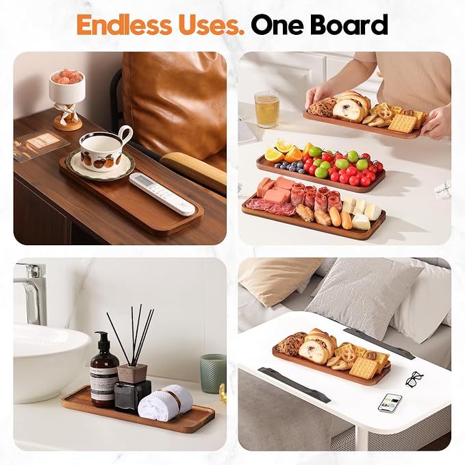 Small Solid Acacia Wood Serving Trays and Platters - Image 4