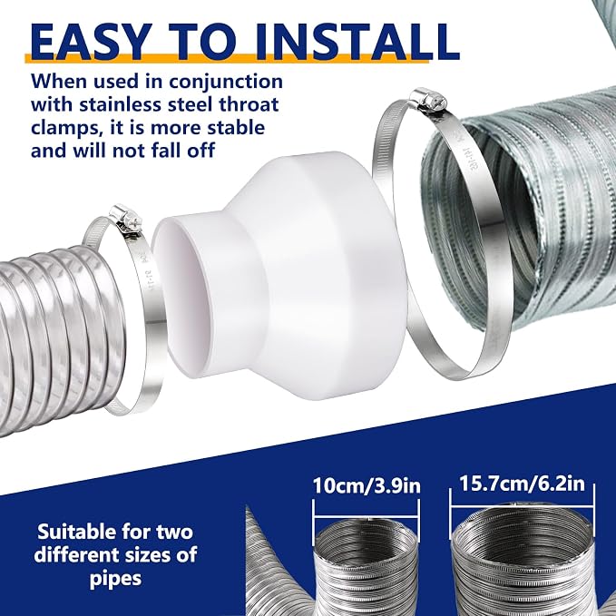 3 Set 6 to 4 inch Duct Reducer Adapter, Air Duct Reducer Increaser - Image 5