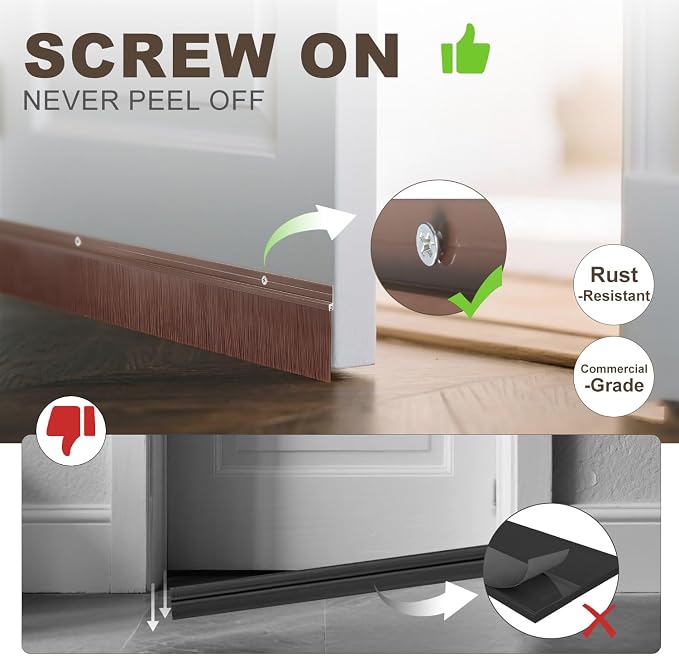 4 Pack Door Brush Sweep | 2.80" x 39.3" CEPIA Brown Aluminum Seal - Image 5