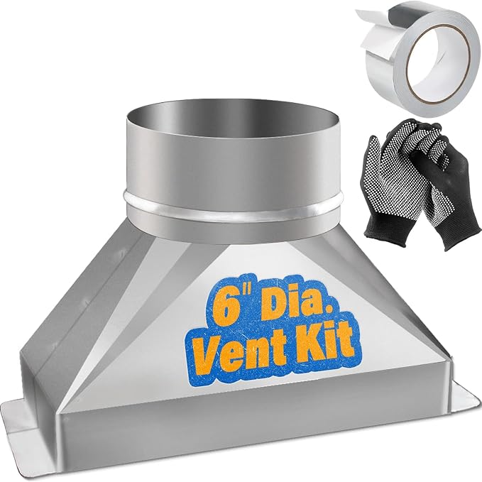 3-1/4" x 10" to 6" Rectangular to Round Duct Transition Adapter Reducer by GlowGeek