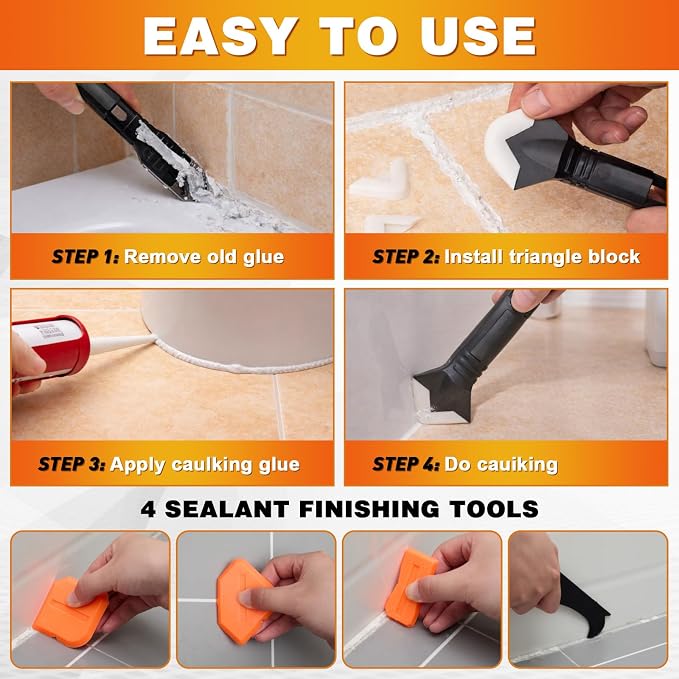23 Pcs Tile Trowel Kit with Grout Float, Removal Tool, Silicone Caulking Tool - Image 5
