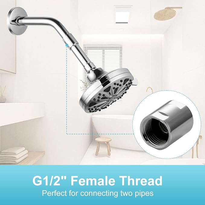OFFO Shower Pipe Fitting, Brass Converter Adapter, G1/2 x G1/2 in Female Thread - Image 5