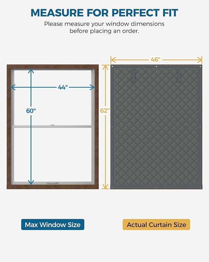 Augblinds Window Insulation for Winter, 2 Pack Curtain Size 46" x 62", Thermal - Image 2