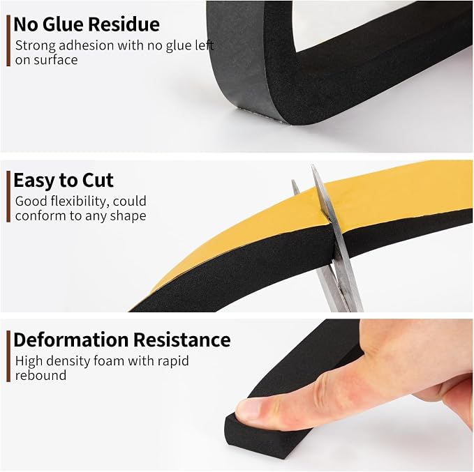 Yotache High Density Adhesive Foam Tape 1" Wide X 3/4" Thick, 13 Ft | 2 Rolls - Image 6