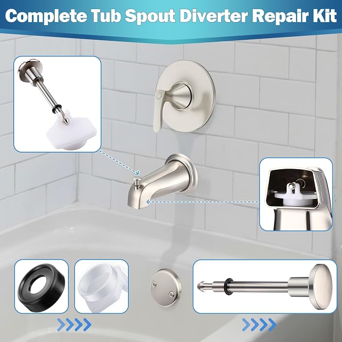 Enhon 2 Set Tub Spout Diverter Repair Kit | Includes 2 x Diverter Valve Stems - Image 2