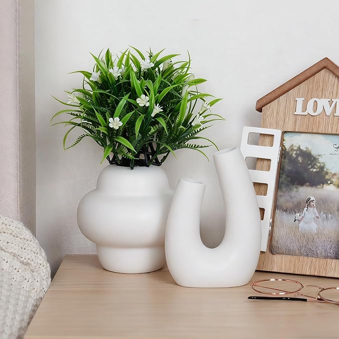 CUCUMI Ceramic Flower Vase Set of 5 Modern Boho Style Decorative Vases | - Image 5