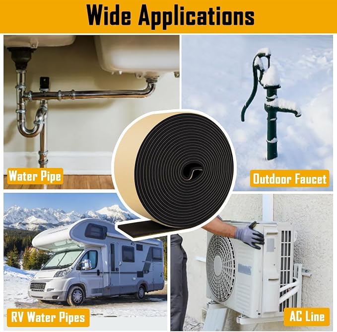 DEMEDO Pipe Insulation Tape, Pipe Wrap Insulation Foam Tape Self Adhesive - Image 6