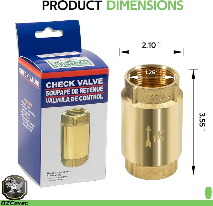 Check Valve with Backflow Prevention, Universal 1-1/4 inch One-Way Female Pipe - Image 7