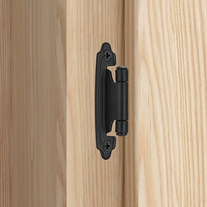Matte Black Cabinet Hinges, 3/8” Inset, 10 Pack | - Image 3