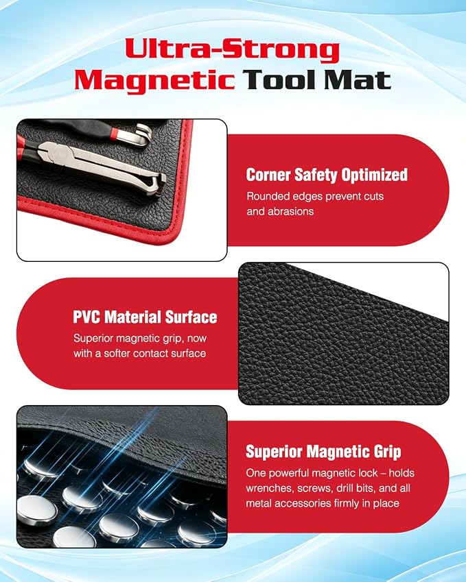 3 Pcs Flexible Magnetic Tool Mat, 40LB Strong Magnetic Mat - Image 6