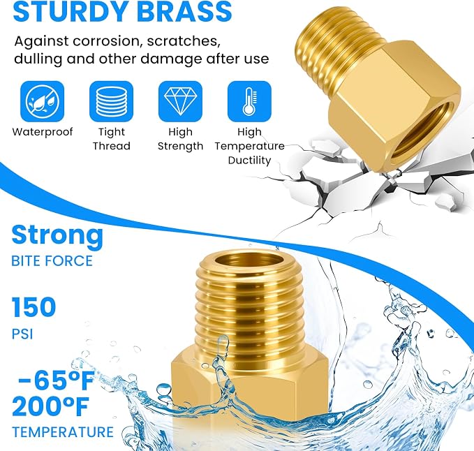 SDTC Tech Brass Pipe Fitting 1/4 NPT Thread Male to 1/4 NPT Thread Female | - Image 6