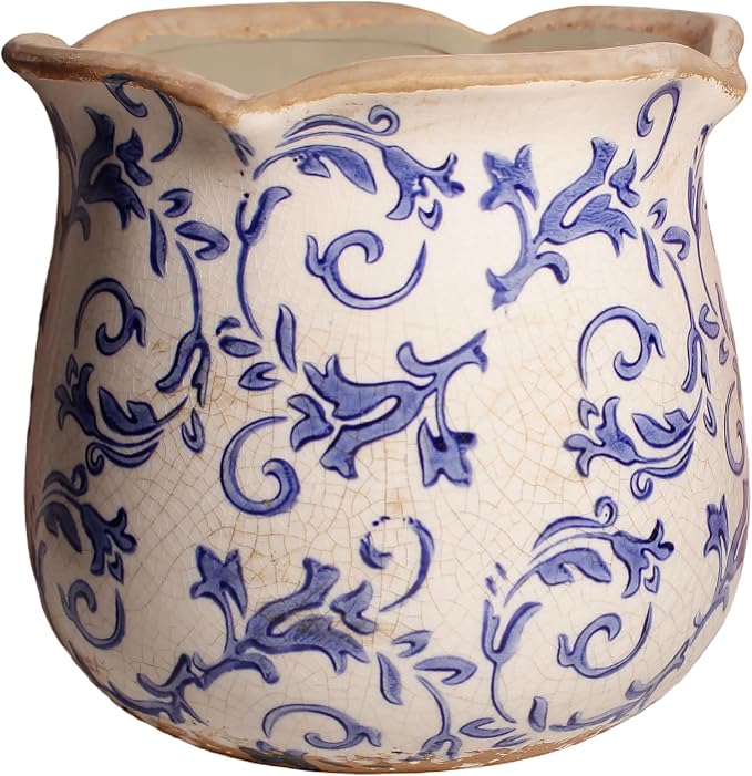 Retro Distressed Ceramic Pots, Antique Crackle Glaze Planters w/ Drainage | by XiaanJiaju