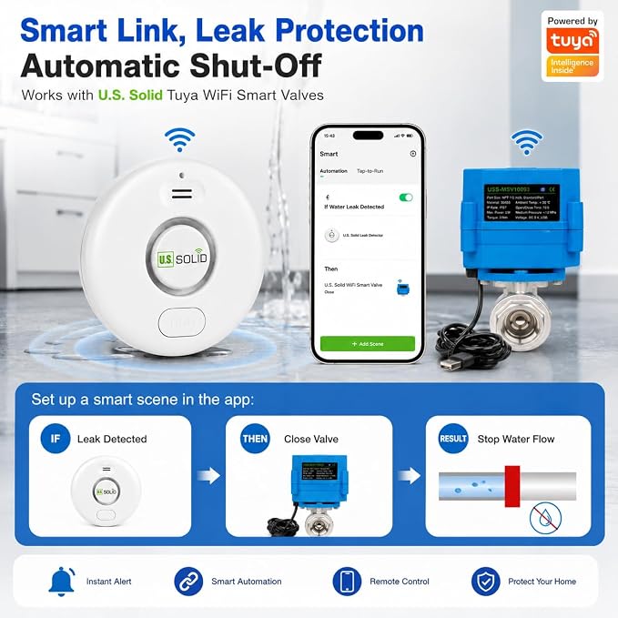 U.S. Solid WiFi Water Leak Detector, Tuya Smart App Flood Sensor Alarm - Image 4