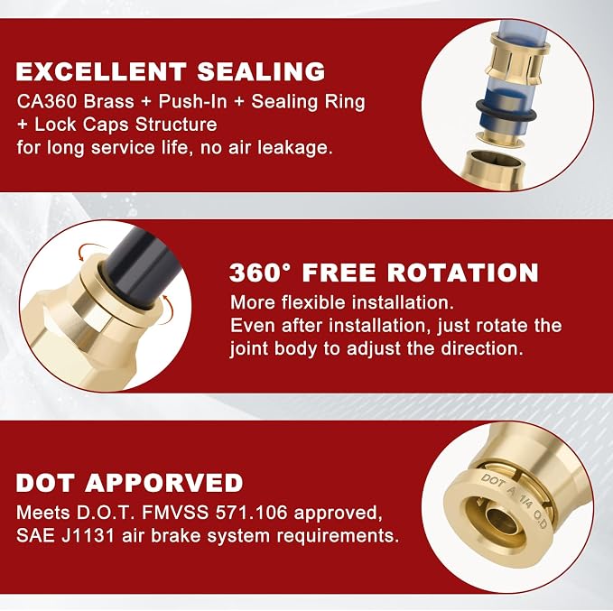 DOT Approved Male Straight Brass Union 1/4" Tube x 1/8" NPT, Quick Connect Union - Image 4