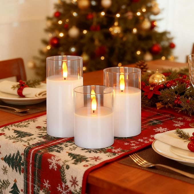 Amagic White Glass Flameless LED Candles Battery Operated - Image 3