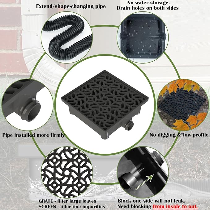 Gutter Downspout Extensions, 12 x 12in Catch Basin | Upgraded Low Profile - Image 3