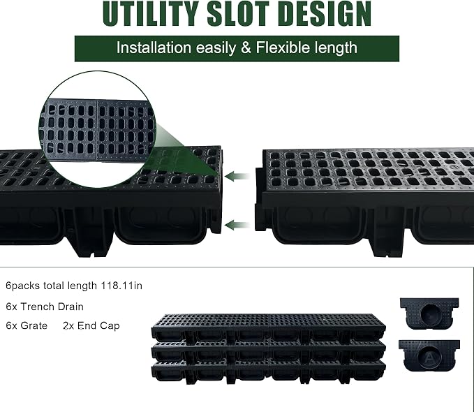 6 Pack 19.7x5.5x3.7 in. A15 Channel Drain - Image 7