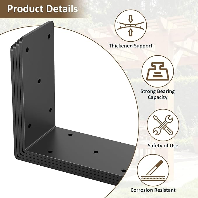 5x5 Heavy Duty Shelf Brackets, L Shaped Bracket 90 Degree Corner Brace | L - Image 3