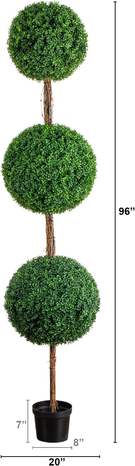Nearly Natural 8ft UV Resistant Artificial Triple Ball Boxwood Topiary Tree - Image 2