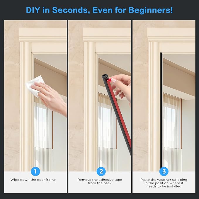 Ravinte Weather Stripping Door Seal Strip, 23 FT D-Shaped Silicone, 9/16 x - Image 7