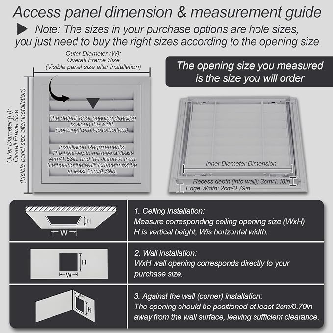 Light Gray Air Return Grille, Aluminum Access Panel - Image 2