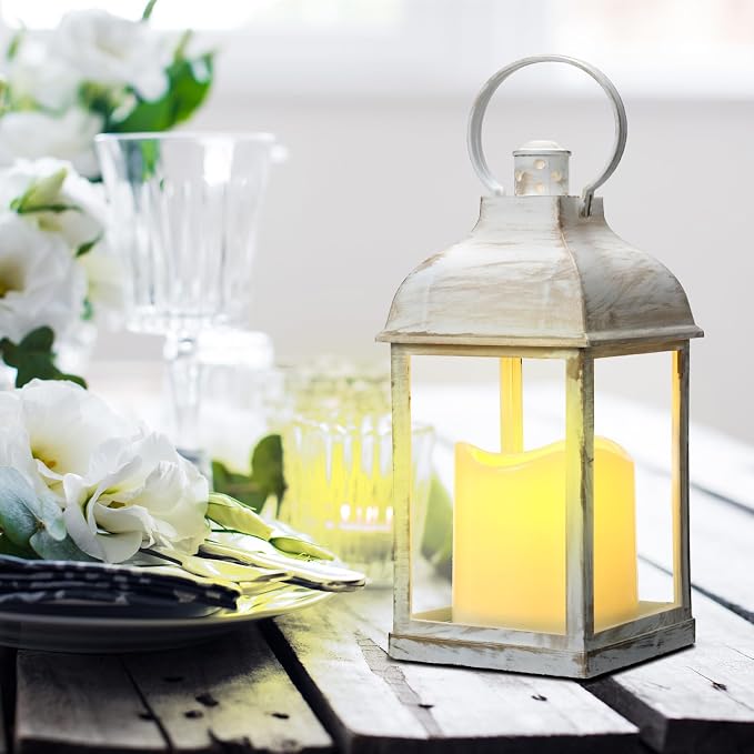 8 Pcs 10 inch White Decorative Candle Lantern Bulk - Image 6