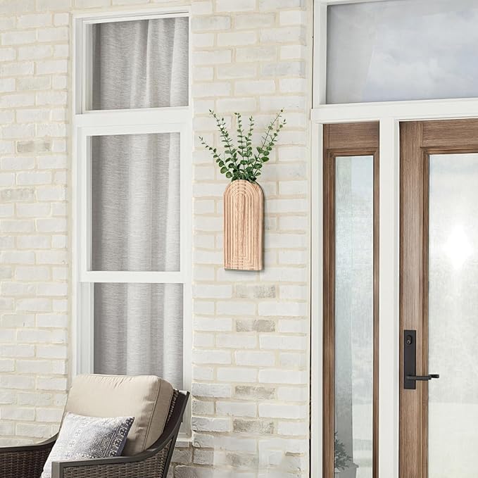 Handmade Wooden Wall Vases Set of 2 - Image 4