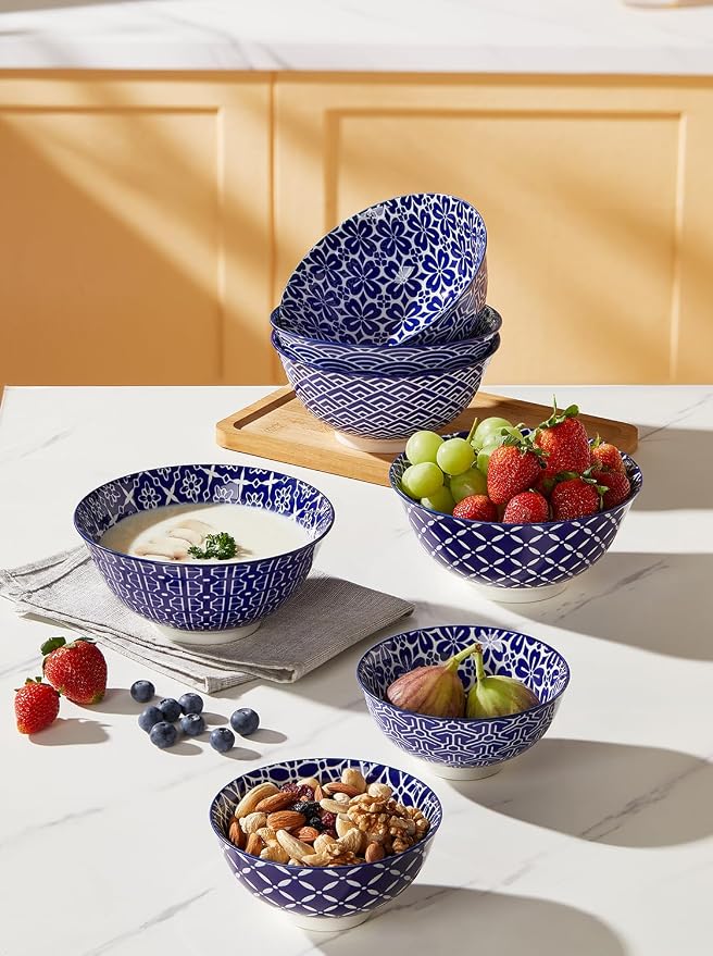 Metahom Cereal Bowls Set of 6, Ceramic Soup Bowls, 23 Oz, Ice Cream, Dishwasher - Image 3