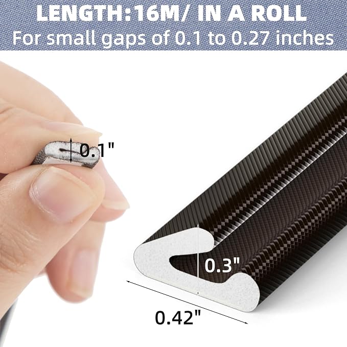 V Shape Door Weather Stripping for Small Gaps, Foam Seal Tape 2 PCS×26FT | Brown - Image 2