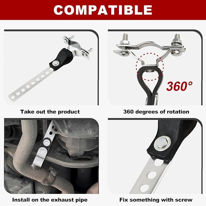 2-Pack RV Generator Muffler Hanger | 8-Hole Carbon Steel Exhaust Bracket - Image 3