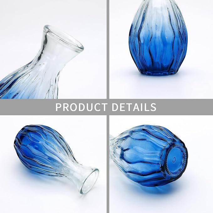 Glass Bud Vases 4 Pack, Small Deepblue Flower Vases - Image 3